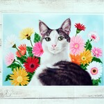 Ａ４ポスター　花と猫〈ガーベラ〉