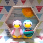 仲良し♡ペンギンの恋人達の夏飾り♡一緒にスイカ食べようよ♡
