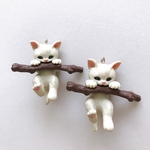 ［1セット2個］枝をくわえた白ねこパーツ