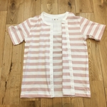 前開きボーダーTシャツ 140cm  ピンク×白