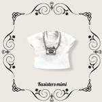 再販2【送料無料】刺繍線画Tシャツ（カメラ）　【ブライス】【リカちゃん】【ブライスアウトフィット】【リカちゃん服】