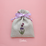 手刺繍巾着ポーチ ❁ ラベンダー