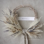 ｗｒｅａｔｈ　ｗｈｉｔｅ＆ｂｌｕｅ　ドライフラワーリース　ハーフリース   パンパスグラス