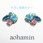 サガン鳥栖カラー＊ビジュー イヤリング ピアス サッカー Jリーグ アクセサリー