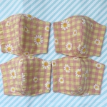 二枚セット　キッズマスク　チェック×デイジー柄🌼