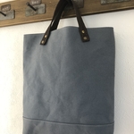 【 帆布 】縦長トートバッグ　ブルー グレー