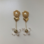 clear beads flower charm pierce / earring