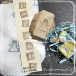 「雪だるま」はんことガーゼハンカチのセット♪