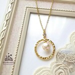 ピンクコットンパール＊キュービックジルコニア・ロングネックレス 
