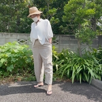 綿麻 自然な風合いのゆったり楽ちんパンツ / グレージュ / 送料無料