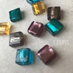 スクエア ガラスビーズ 5color セット【10個】パーツ ハンドメイド 素材