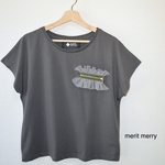 チュール×ジップドルマンTシャツ チャコール