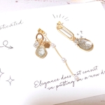 ꫛꫀꪝ✧‧˚ハイクオリティ❣️AAAジルコニアとビジュー輝くアシンメトリーピアス／おうち時間や贈り物などに 涼しげ大ぶりピアス