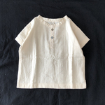 ［ SALE ］ダブルガーゼ ヘンリーネックこども半袖シャツ／écru ( 100サイズ現品限り )