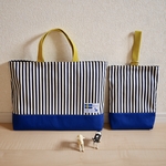 細ストライプのレッスンバッグ&うわばき入れ