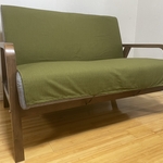 紐固定式中掛けソファカバー　ロゼッタ：オリーブグリーン横幅100×長さ150cm