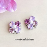 紫陽花ピアス/イヤリングピンクパープルシルバー