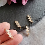 ガラス　ストーン　ビジュー　コネクター　繋ぎ　チャーム　スティック　4個セット