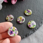 高品質　シェル　シェルチャーム　花　花柄　プリント　円形　ラウンド　丸　コイン　16㎜　