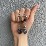 クリアネイビーブルーシルバーピアス 