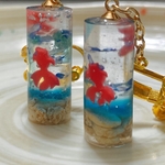 水中羊羹と金魚の練り切りイヤリング