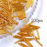 グラスビーズ　竹ビーズ ゴールドカラー ガラス 13mm チューブビーズ 【約200個】 A0183 《2000円以上送料無料》 