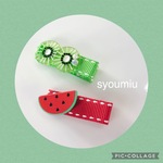〈2個セット〉summer fruit☆キウイ&スイカのヘアクリップ（ベビー&キッズ）