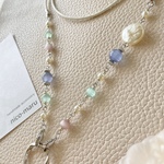 ❇︎minne限定◇紫陽花カラー◇4wayマスクストラップ/眼鏡ホルダー/ネックレス/ブレスレット《キャッツアイ◇レザーコード◇バロックパール》【グラスコードにも変更可能】