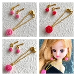 リカちゃん薔薇ピアスネックレスセット（赤）