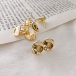 ＊ロット変更あり＊2pcs [14kgp] 凹みデザイン プレート ピアスパーツ カン付 m449