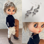 ドール用💐にょろにょろ蛇ピアス🐍🥀シルバーアクセサリー 男の子用 男女兼用 ブライス シルバーピアス ヘビ スネーク