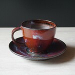 紫雲釉掛け分けコーヒー碗皿[0697]