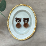 《animaux・ビーズ刺繍》くまピアス/イヤリング《受注生産》