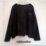 布帛Tシャツ　長そで　ストレッチコーデュロイ　チャコールグレー