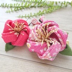 ▲ツバキの髪飾りセット*Ｗピンク　七五三・浴衣・着物・お正月にどうぞ　#つまみ細工