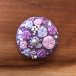 ビーズ刺繍くるみボタン（ヘアゴム/ブローチ）