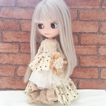 ネオブライスドール お洋服 フリル 水玉ナチュラルワンピース　アウトフィット