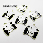 【D-0389】8pcs　覗き込むパンダ　27×25mm　ブラック＆ホワイト　チャーム