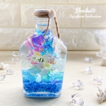 ♡新感覚ハーバリウム♡『熱帯の海の楽園』パープル系／ウイスキーボトル 14cm