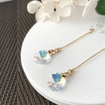 一粒　スワロフスキーシンプルピアス/イヤリング　梅雨　お呼ばれ　結婚式　二次会　誕生日　ノンホール　卒業式　成人式　袴　着物　ドレス　揺れる　前撮り