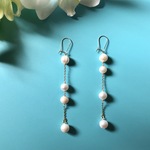 [閉店sale ] 男性から人気♡6月誕生石 パール ロングピアス♡ころんと 存在感♡ 華奢なゴールドチェーン ロングピアス 14kgf フック マスクしてても 外れない