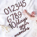 W007【 Number + days months year / TypeA 】 木製 レターバナー 月齢フォト アイテム Dark