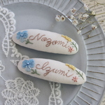 お名前入り♡オーダーメイドの花のワルツ刺繍パッチンピン　ハンドメイド　キッズ