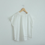 リネン100%後ろ下がりプルオーバー 白