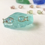 𝕜𝕦*𝕞𝕠𝕞𝕠 ꫛᥱꪝ   🎼さかな さかな さかな🐟シェルとスワロフスキーラインストーン 小ぶり 夏 ピアス ブルー