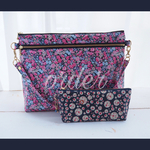 Ｕさまご予約品　LIBERTY　チャイブ　ピンクブルー系　ビニコのｗファスナーレクタングルバッグ　29×22×8センチ　ほか