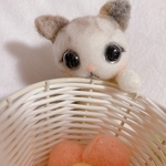 ねこちゃんの小物入れ(お花のマグネット2つ付き)