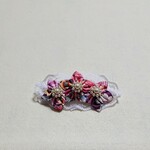 和柄バレッタ  🌸和柄布のお花にビーズとレースをつけました🌸