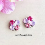 紫陽花ピアス/イヤリングピンクシルバー