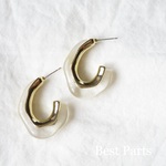 2pcs クリアピアス フックデザイン ゴールド